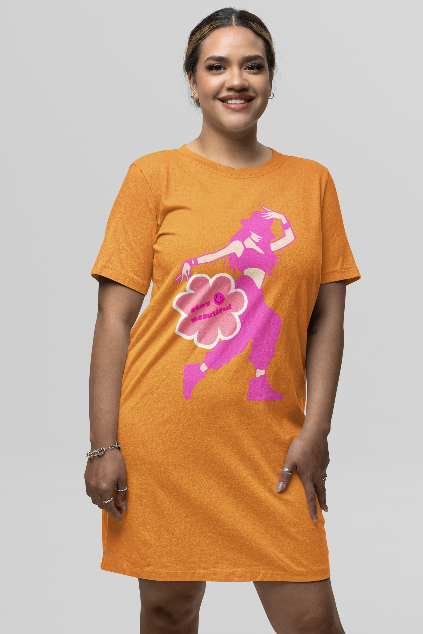 Women's Funkstep T-shirt Dress Golden Yellow by ZealforTee