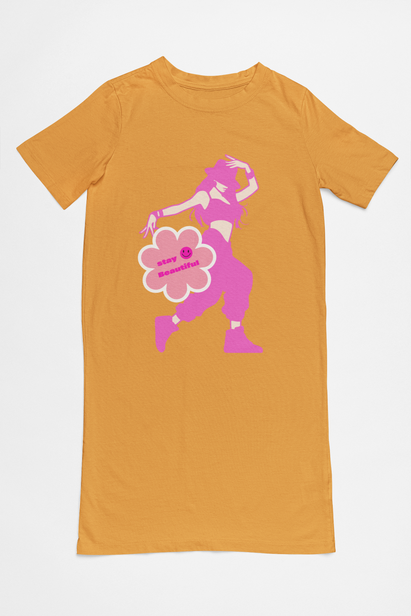 Women's Funkstep T-shirt Dress Golden Yellow by ZealforTee