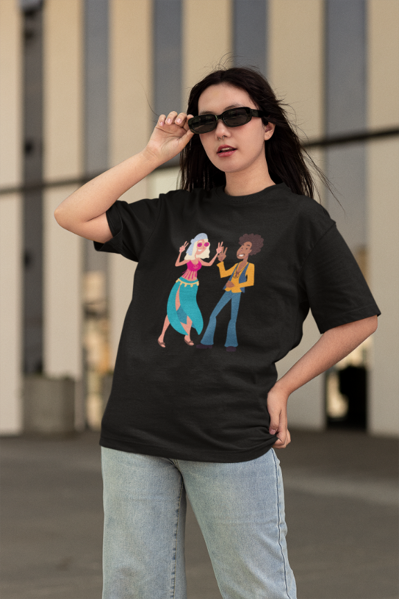 Women Hippy Couple Oversized T shirt