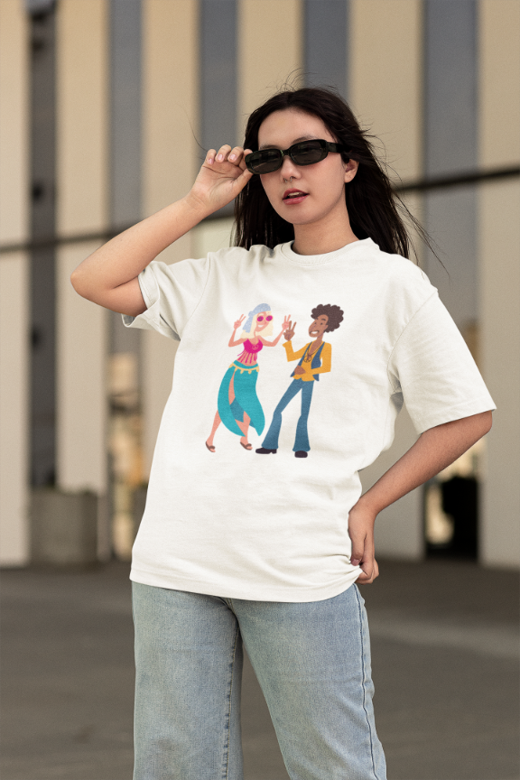 Women Hippy Couple Oversized T shirt