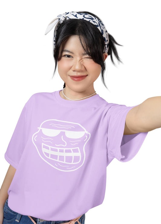 Women's Troll Face T-Shirt Iris Lavender by ZealforTee