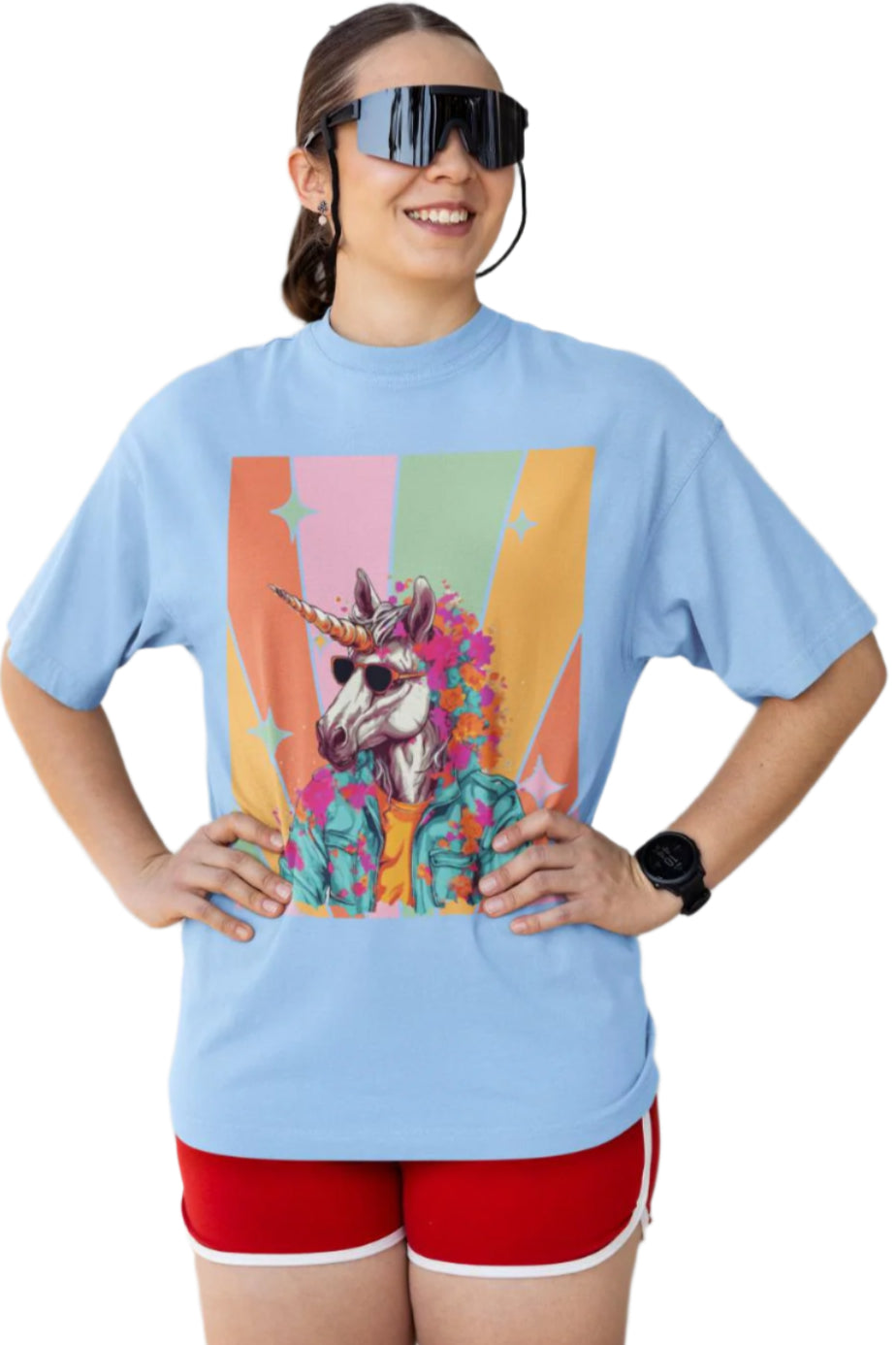 Women's Abstract Color Unicorn Oversized T shirt Mint by ZealforTee