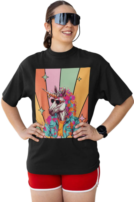 Women's Abstract Color Unicorn Oversized T shirt Mint by ZealforTee