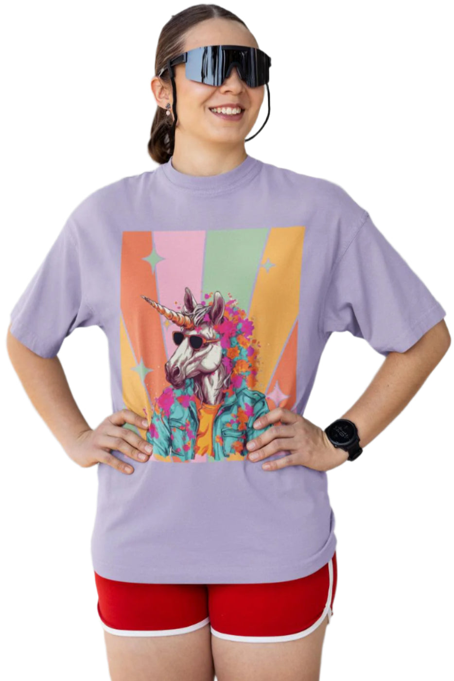 Women's Abstract Color Unicorn Oversized T shirt Mint by ZealforTee