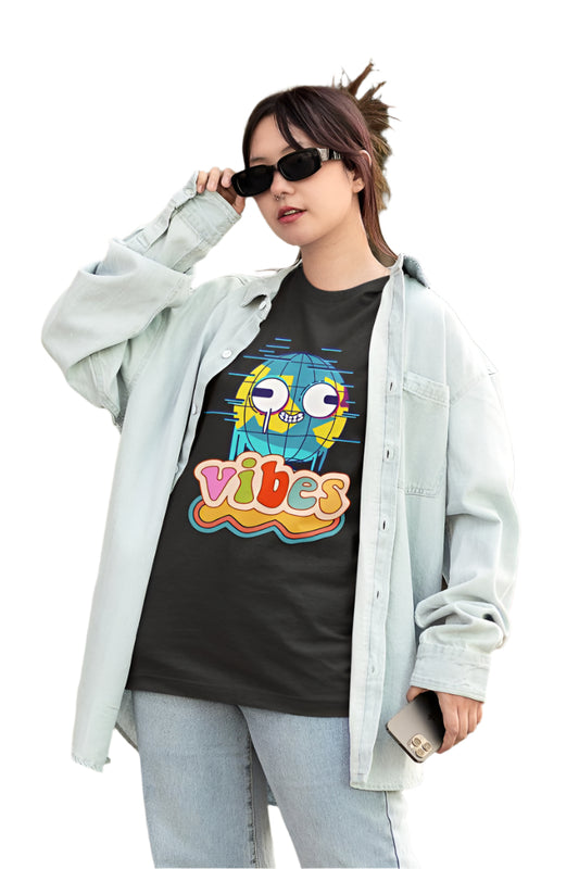 Women's Vibrant Vibes Oversized T shirt Light Baby Pink by ZealforTee