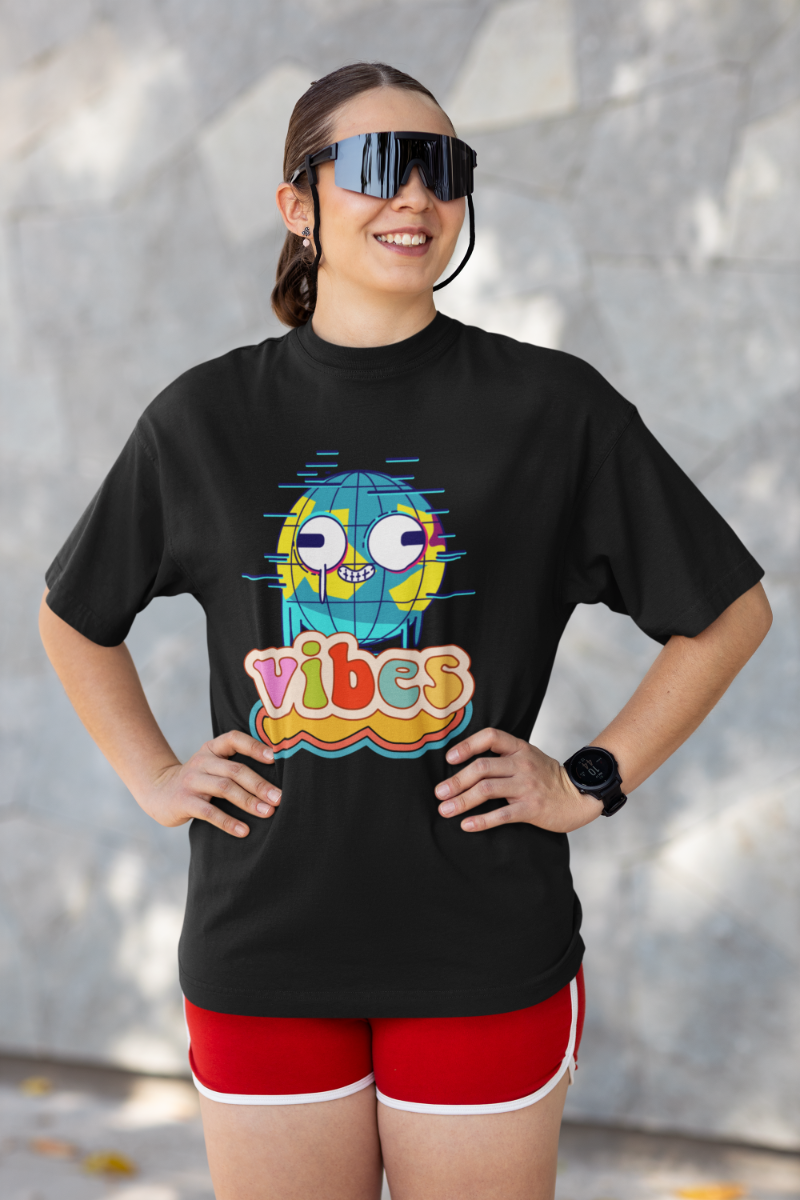 Women Vibrant Vibes Oversized T shirt