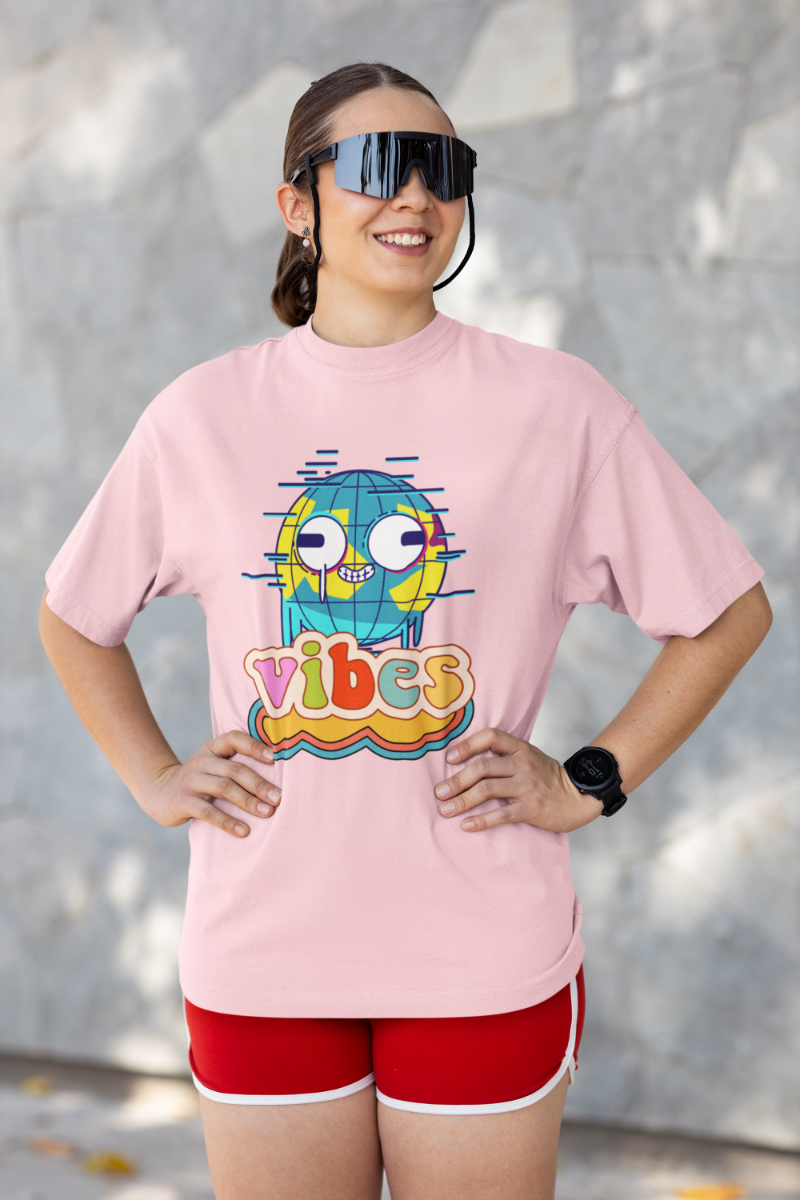 Women Vibrant Vibes Oversized T shirt