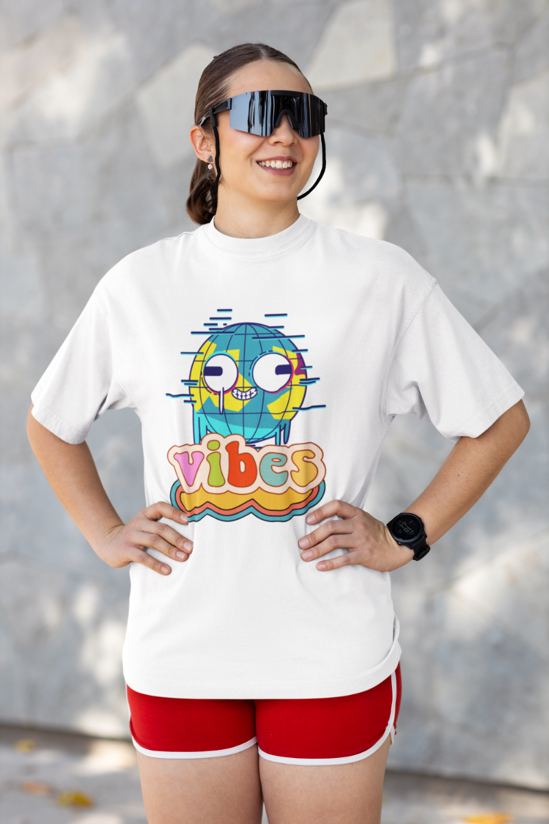 Women Vibrant Vibes Oversized T shirt