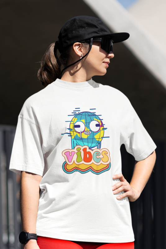 Women Vibrant Vibes Oversized T shirt