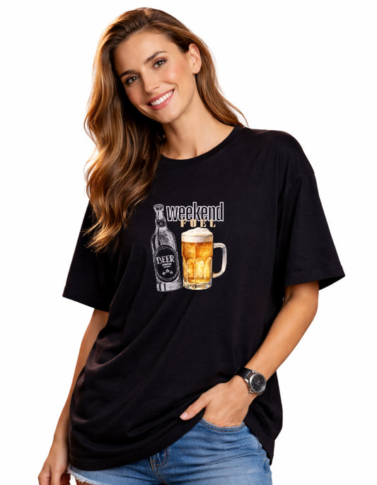 Women Weekend Fuel Oversized Tshirt Front By ZealforTee