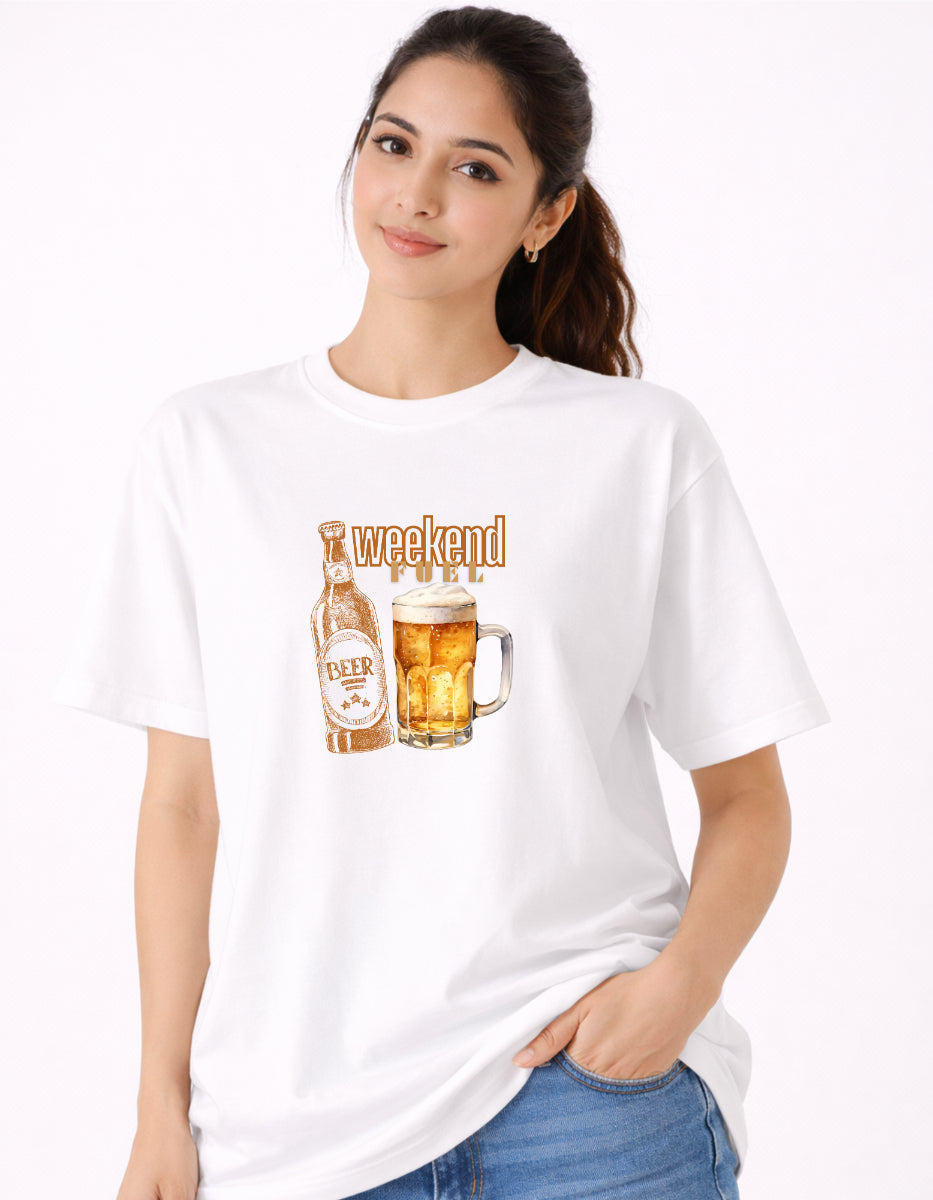 Women Weekend Fuel Oversized Tshirt Front By ZealforTee