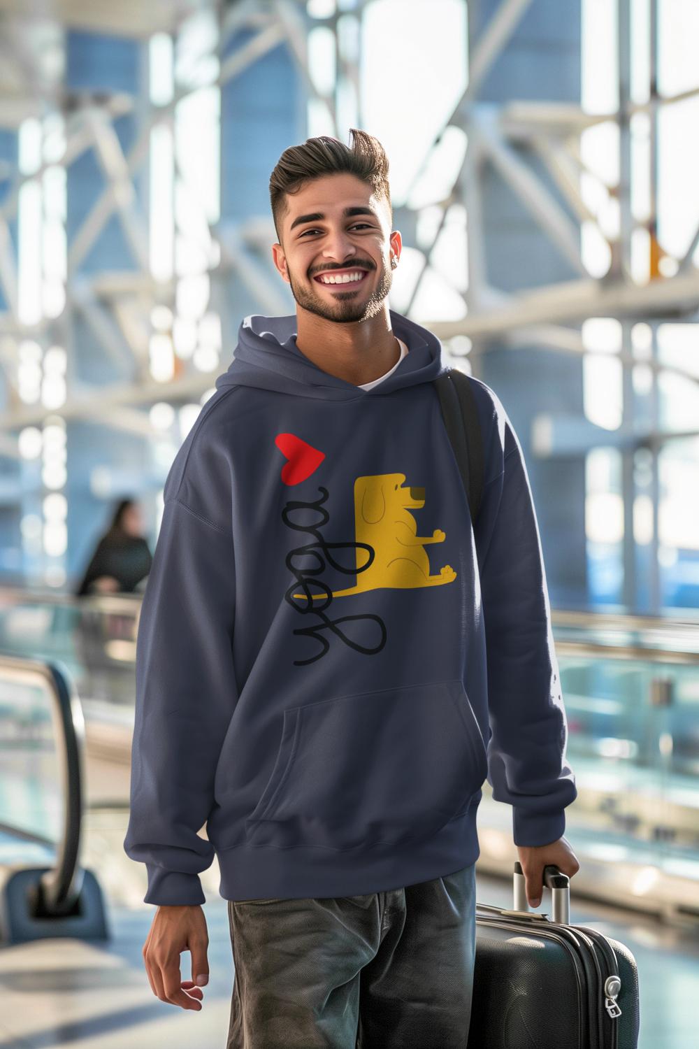 Men's Pet Yoga Hoodie Sweatshirt Navy Blue by ZealforTee