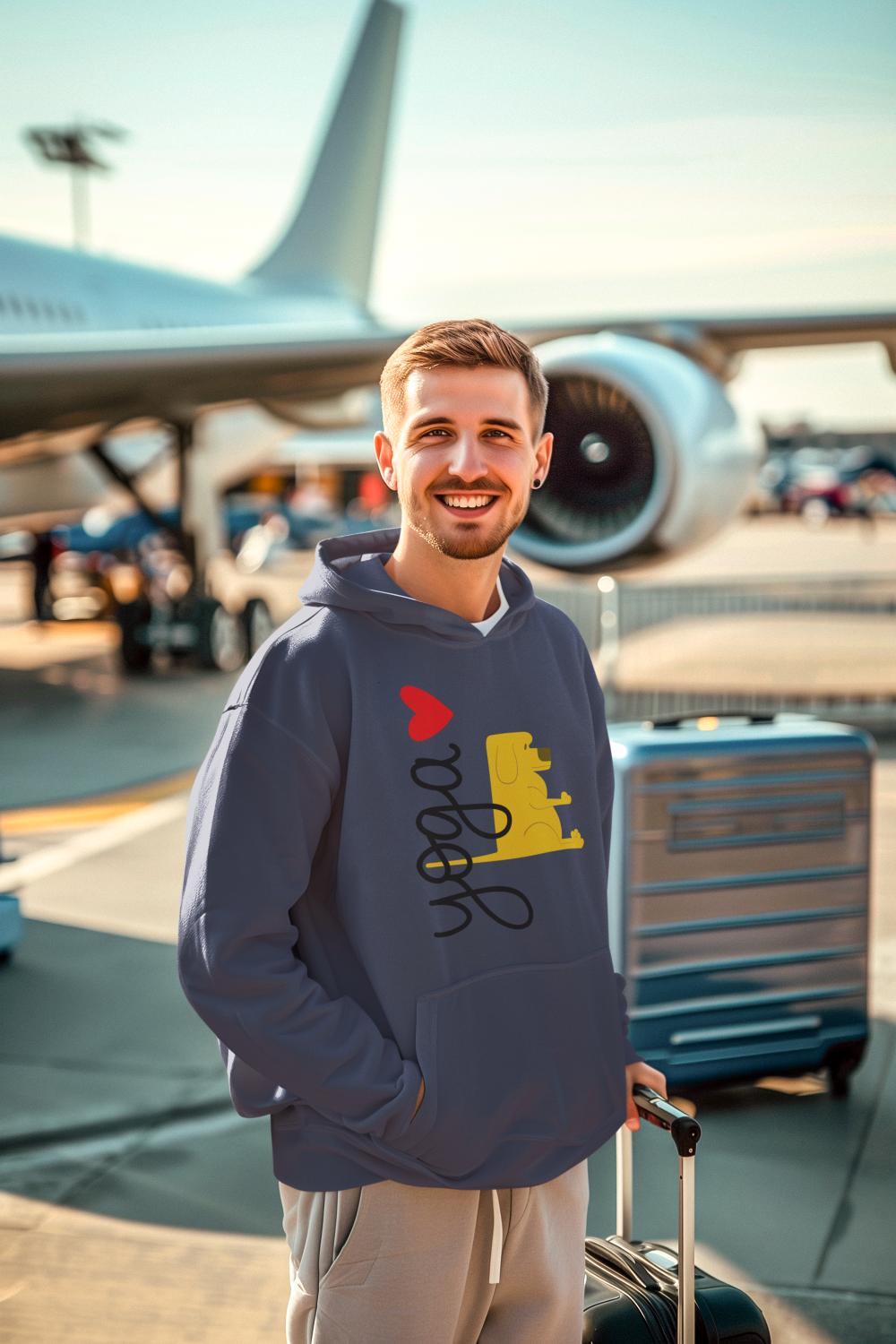 Men's Pet Yoga Hoodie Sweatshirt Navy Blue by ZealforTee