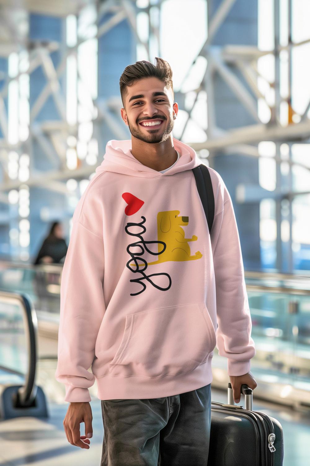 Men's Pet Yoga Hoodie Sweatshirt Light Baby Pink by ZealforTee