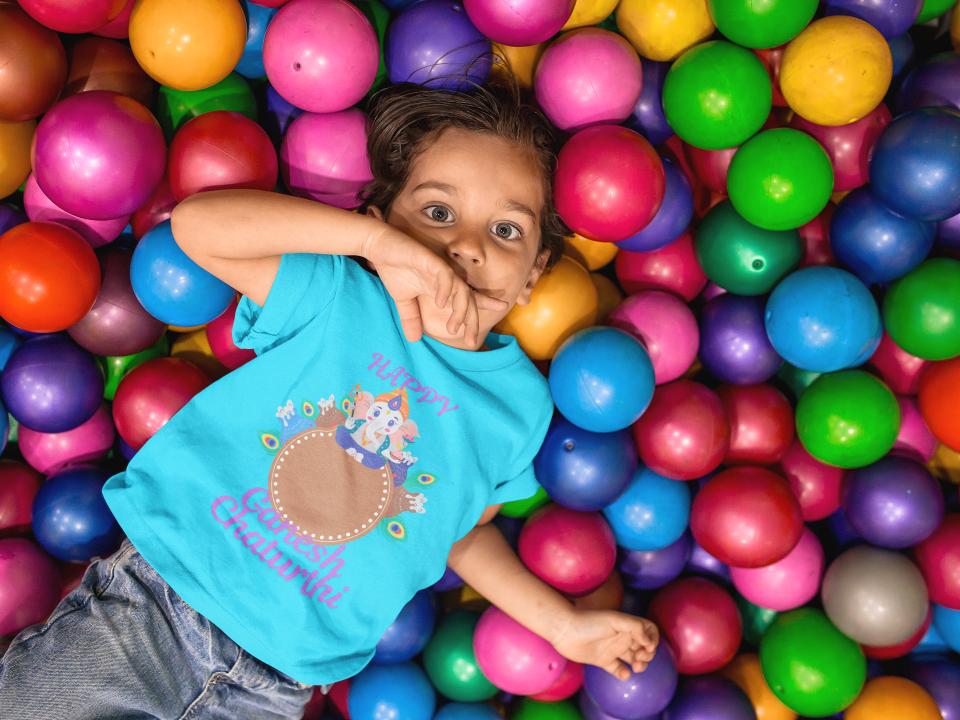 Kid's Ganesh Chaturthi Unisex T-shirt Light Pink by ZealforTee