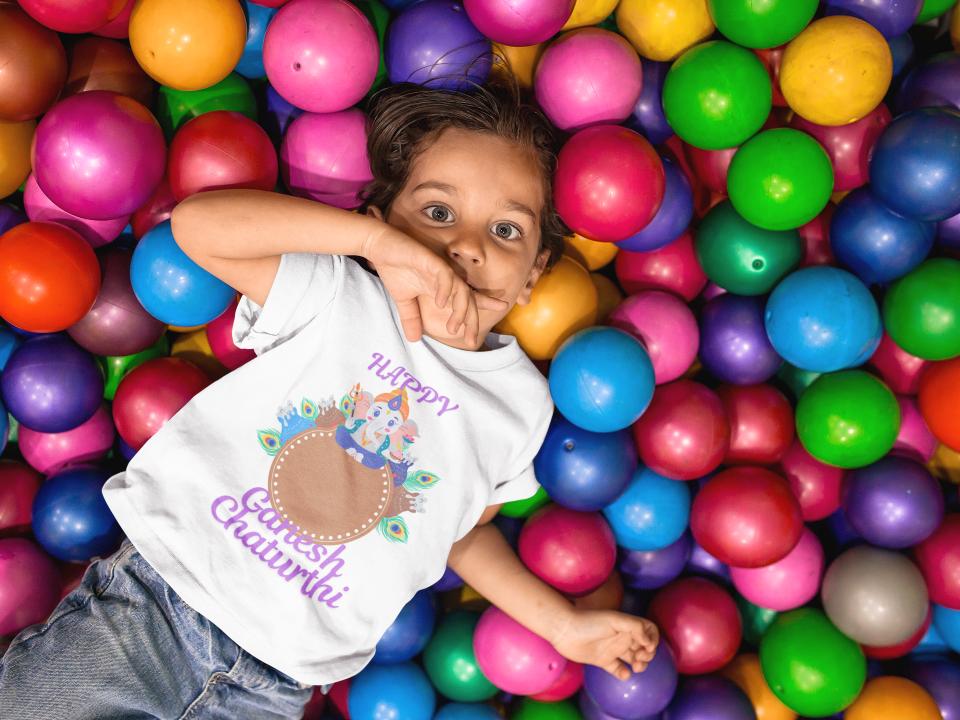 Kid's Ganesh Chaturthi Unisex T-shirt Light Pink by ZealforTee