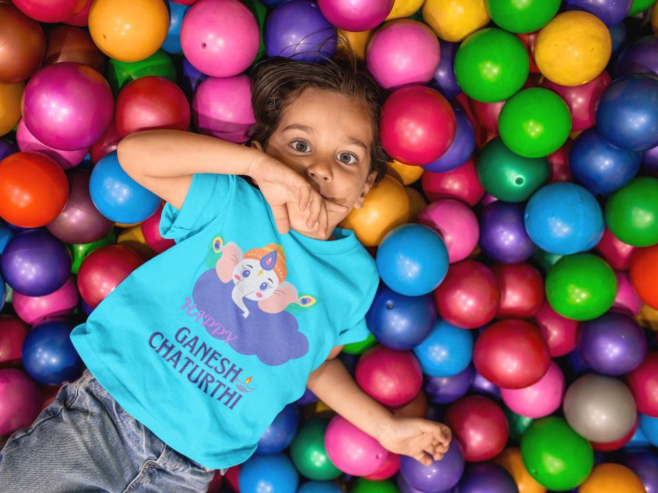 Kid's Ganesh Chaturthi Unisex T-shirt SkyBlue by ZealforTee